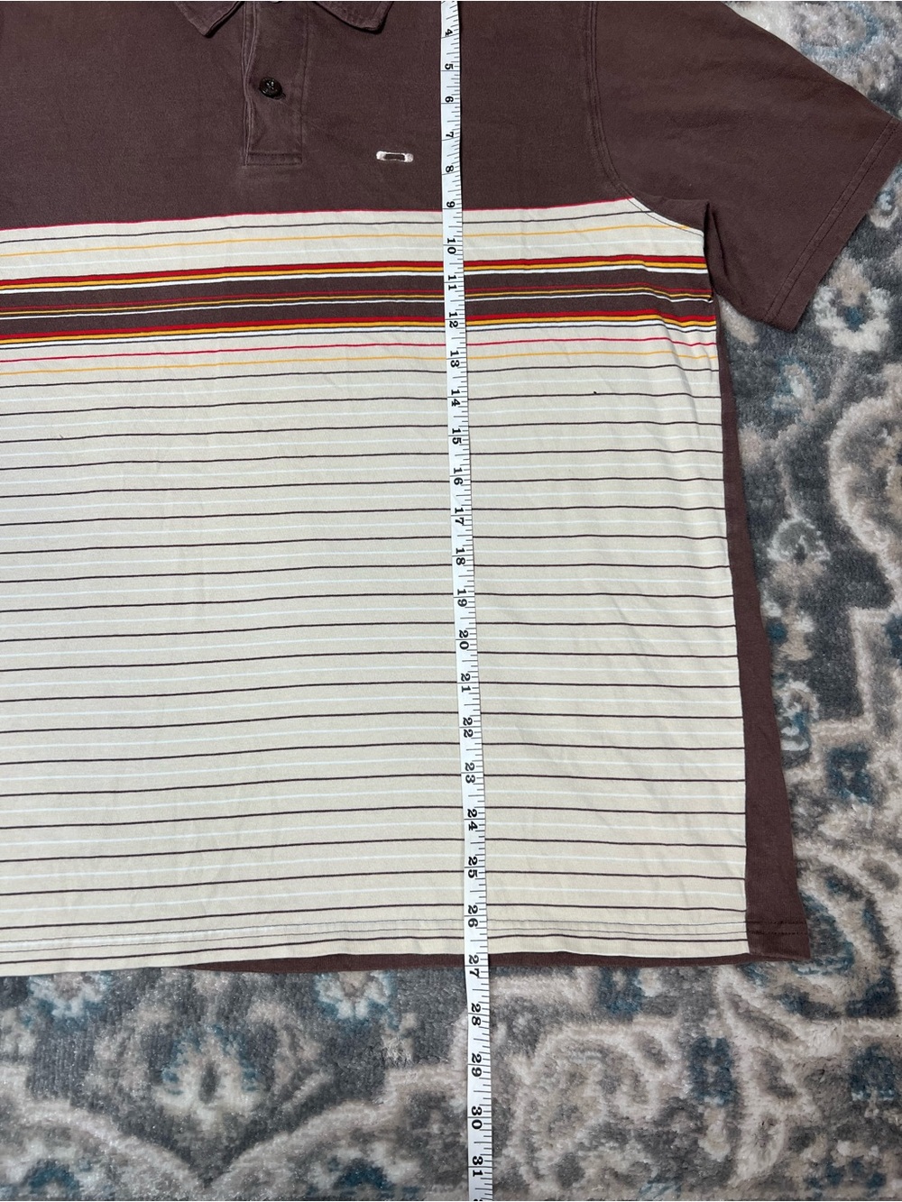 Summer Style Oakley Brown & Cream Striped Polo with Multicolor Chest Band - Picture 4 of 7